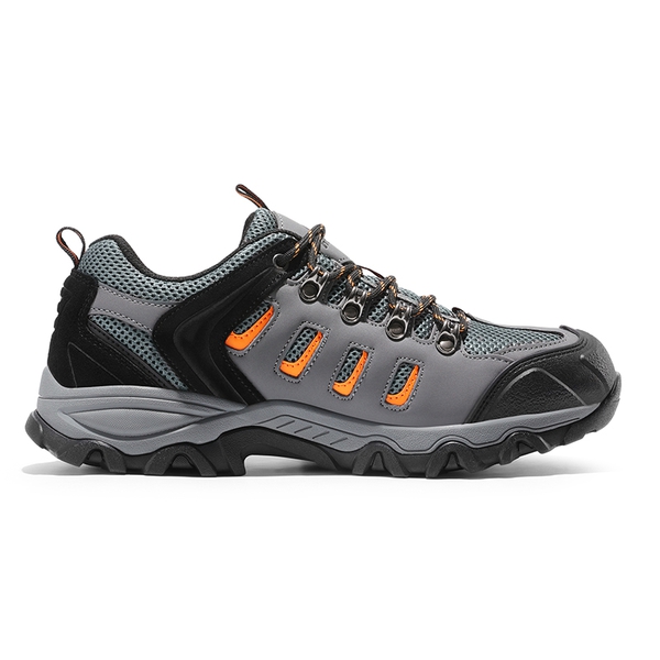 Men's Waterproof Low-Cut Hiking Shoes - BLACK/DARK GREY/ORANGE-PU - 6